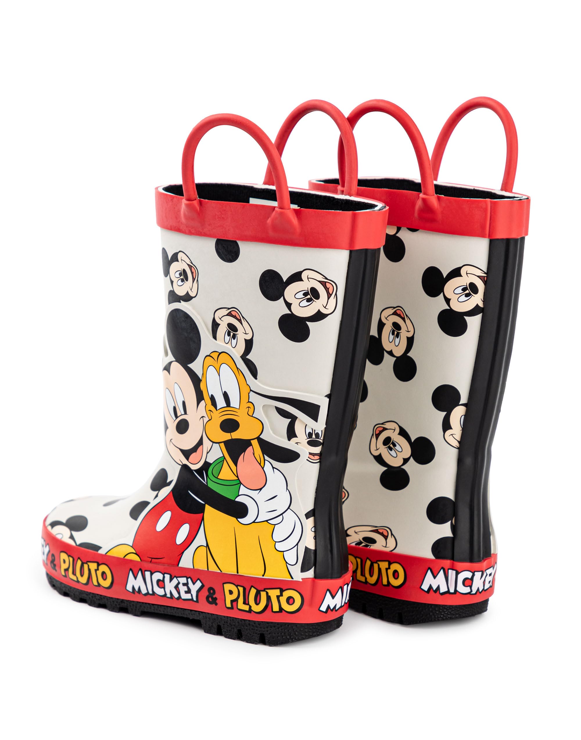 Disney Chłopięce kalosze z Myszką Miki, kalosze dla dzieci z nadrukiem postaci Myszki Miki i Plutona w kolorze beżowym, wodoodporne gumowe buty dla dzieci, prezent z filmu animowanego