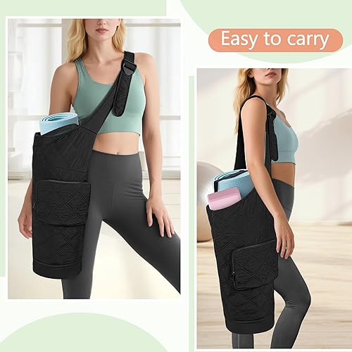 Miniatura 4 de Bolsa para esterilla de yoga con bolsillo para artículos húmedos, bolsillo para botella y correas seguras, soporte para esterilla de yoga se adapta