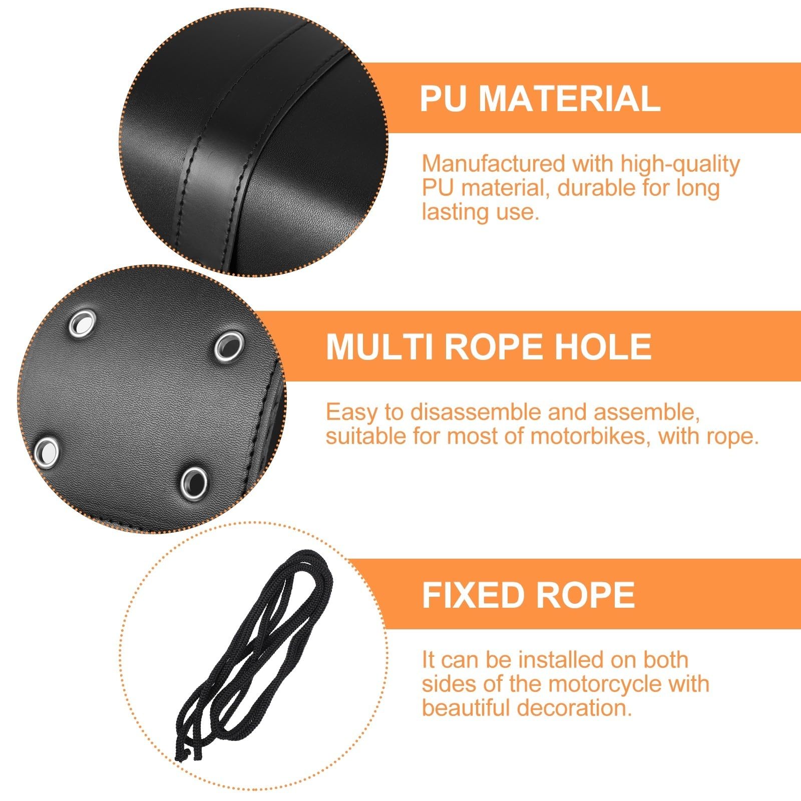Borsa Laterale per Moto, Borsa Modifica, Pu Nero, Corda | Resistente All'usura, Portatile e Facile da Pulire, per Moto, Uso Laterale, Stile Custom