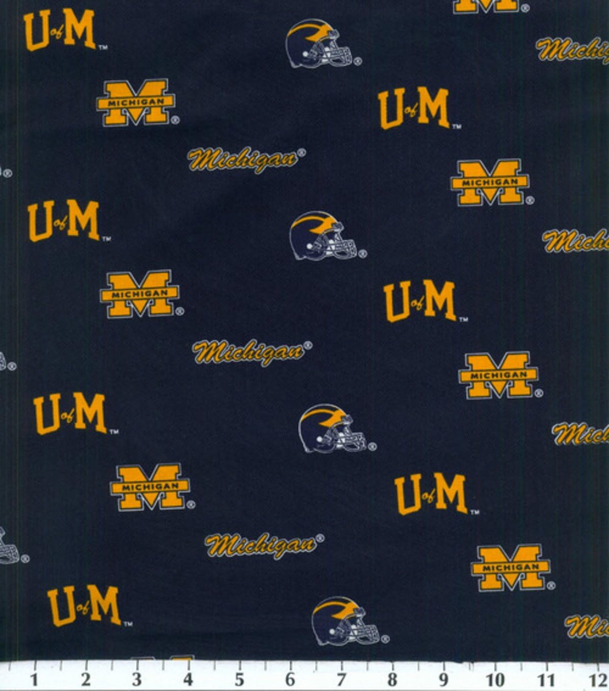 NCAA Cotton Fabric-Michigan Herringbone