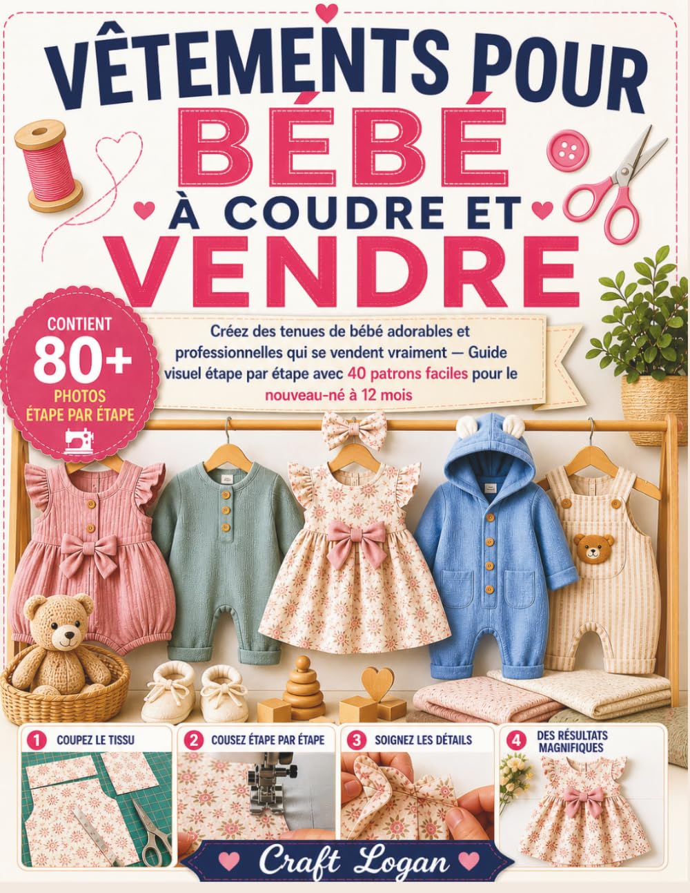 VÊTEMENTS POUR BÉBÉ À COUDRE ET VENDRE: Créez des tenues de bébé adorables et professionnelles qui se vendent vraiment — Guide visuel étape par étape ... patrons faciles pour le nouveau-né à 12 mois