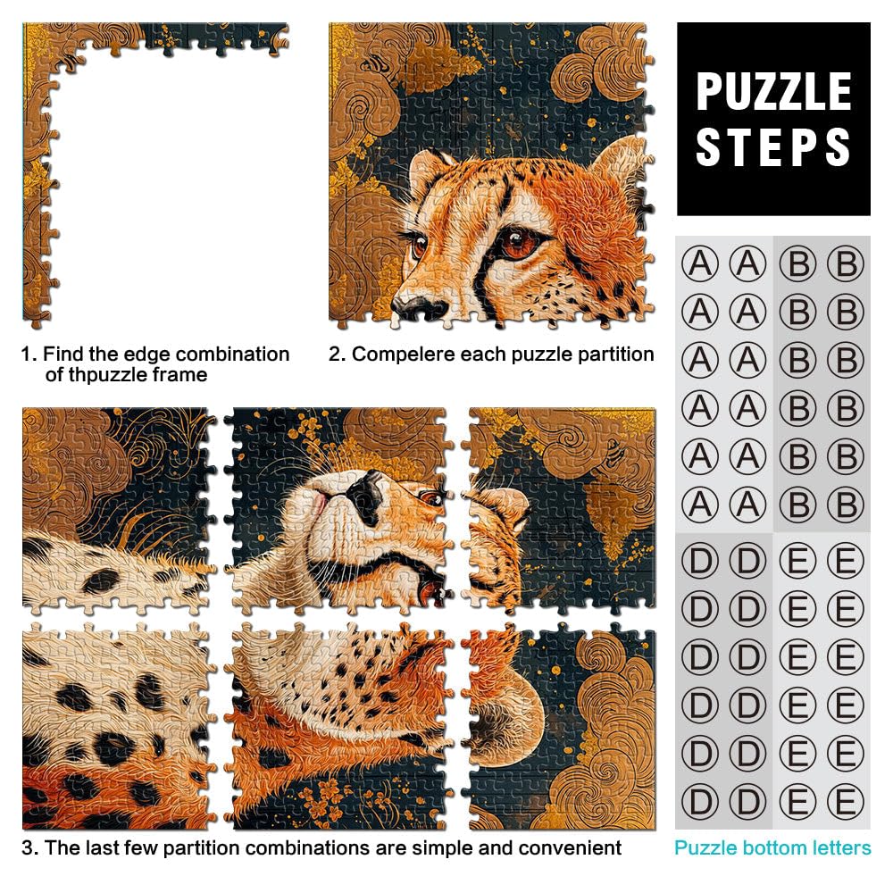 Puzzle per adulti e ragazzi 2000 pezzi Ghepardo con nuvole dorate Adatto a persone dai 14 anni in su sfida educativa Attività divertenti a casa, regali di compleanno, regali di viaggio
