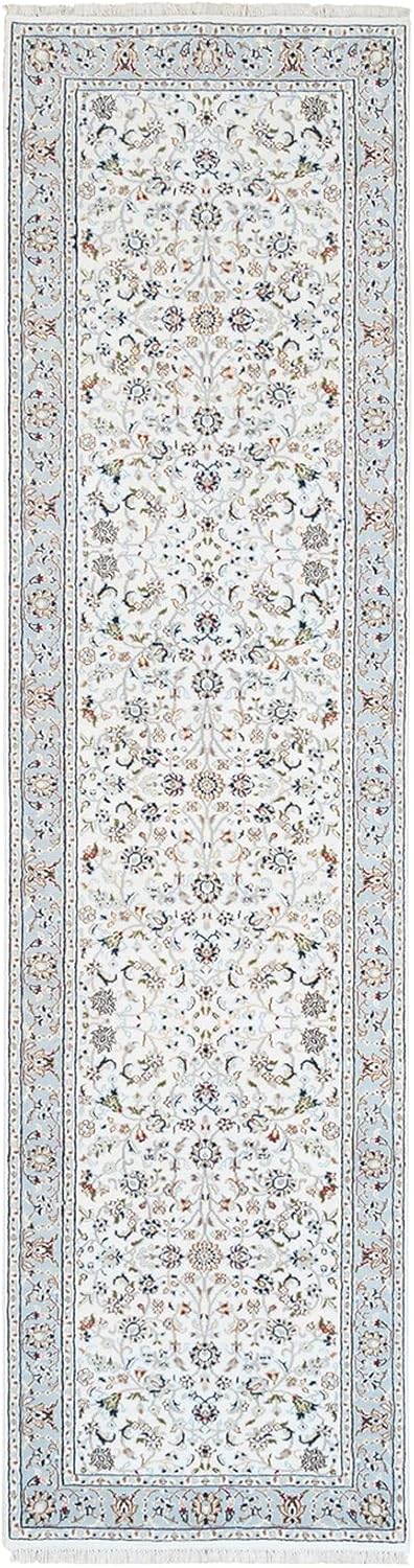 Nain with All Over Flower Design 250 KPSI Wool Hand Knotted Ivory Oriental Runner Rug (2'8"x10'1")