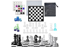 Chess Resin Silicone Molds, Upgrade 16-Piece 3D Chess and Checkers Mold for Resin Casting