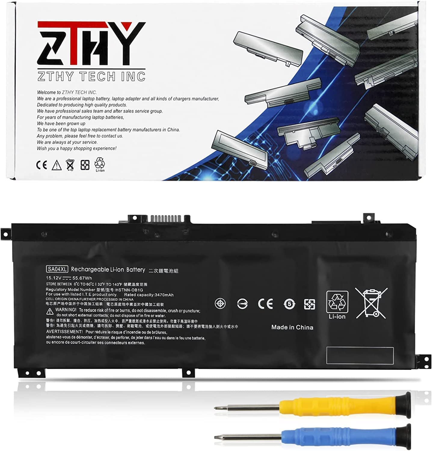 ZTHY SA04XL Laptop Battery Compatible with HP Envy X360 15-DR 15-DR0010TX Series Notebook HSTNN-OB1F HSTNN-OB1G HSTNN-UB7U L43248-541 L43248-AC1 L43248-AC2 L43267-005 SAO4XL 15.12V 55.67Wh