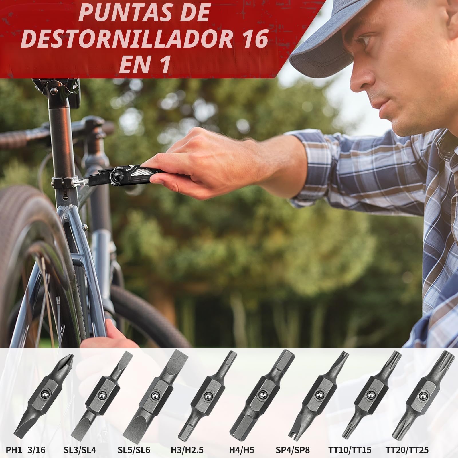 BIBURY Multiherramienta de alicates, navaja multiusos de acero inoxidable con tijeras y juego de destornilladores, portátiles alicates plegables para la trabajo exterior, camping, reparación - Pro-N