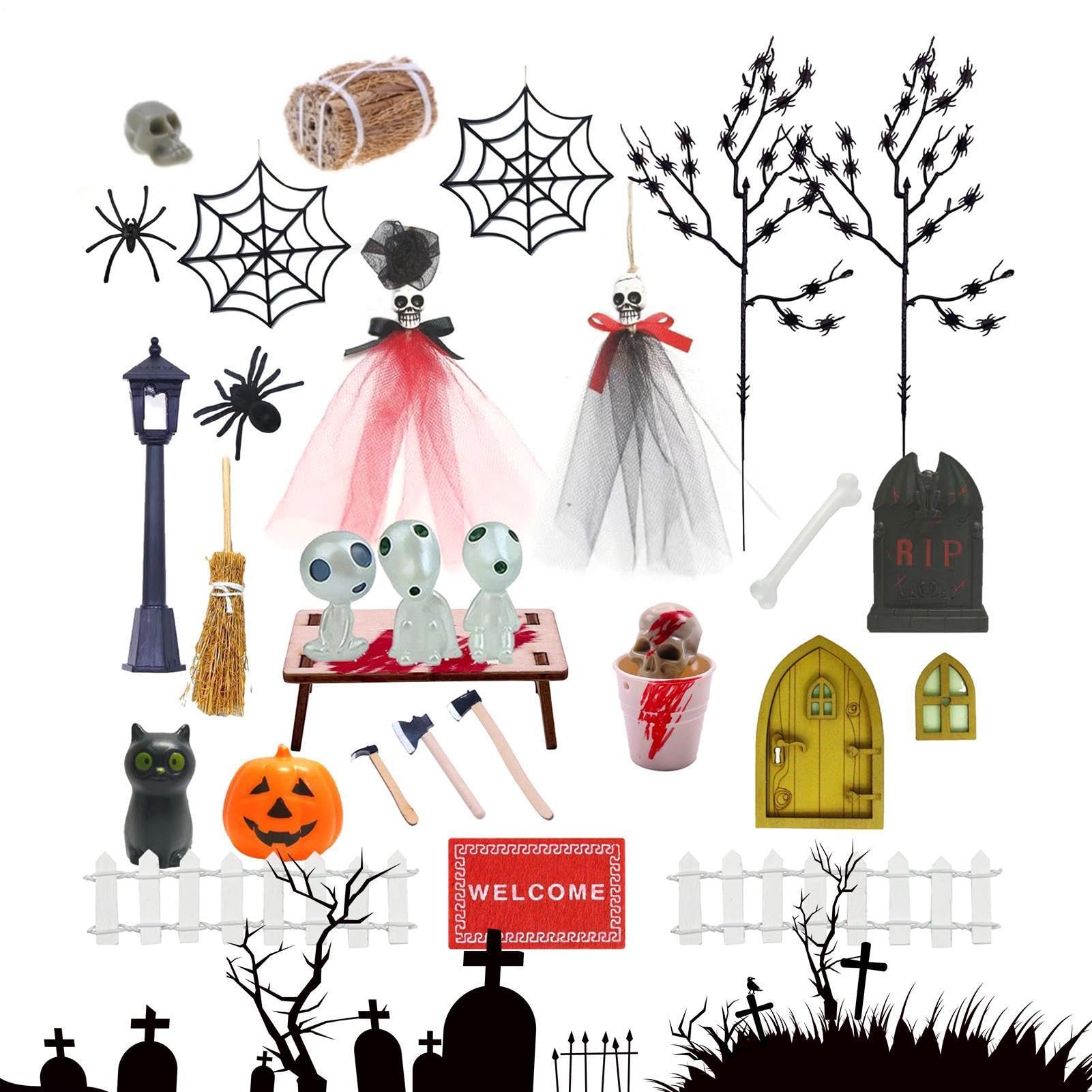 Mini statuette di Halloween che si illuminano nelle statue luminose scure