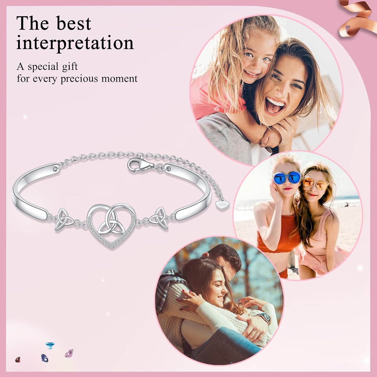 FLYOW 925 Sterling Silver Jewelry Adjustable Celtic Knot Bracelet Good Luck Irish Gifts for Women Birthday Gifts - Image 6