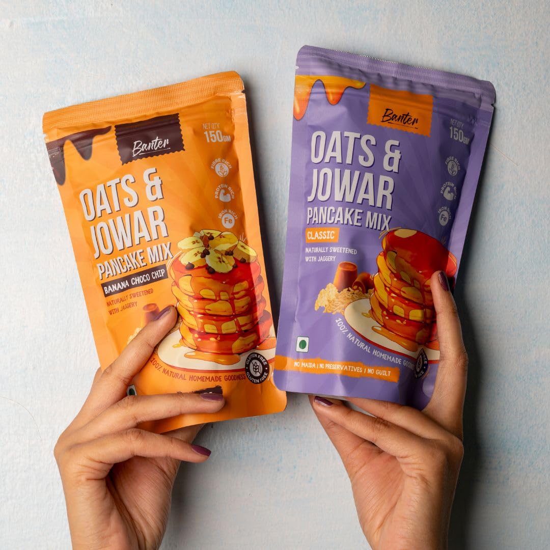 Sponsored Ad - Oats & Jowar Pancake Mix – 100% Natural, Jaggery-Sweetened, Gluten-Free, No Maida, No Preservatives, Fiber, Protein & Iron Rich, Homemade Goodness (150, Combo)