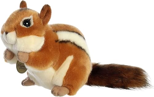 Miniatura 5 de Aurora Peluche realista Miyoni Chipmunk - Detalle realista - Compañerismo apreciado - Marrón 9 pulgadas