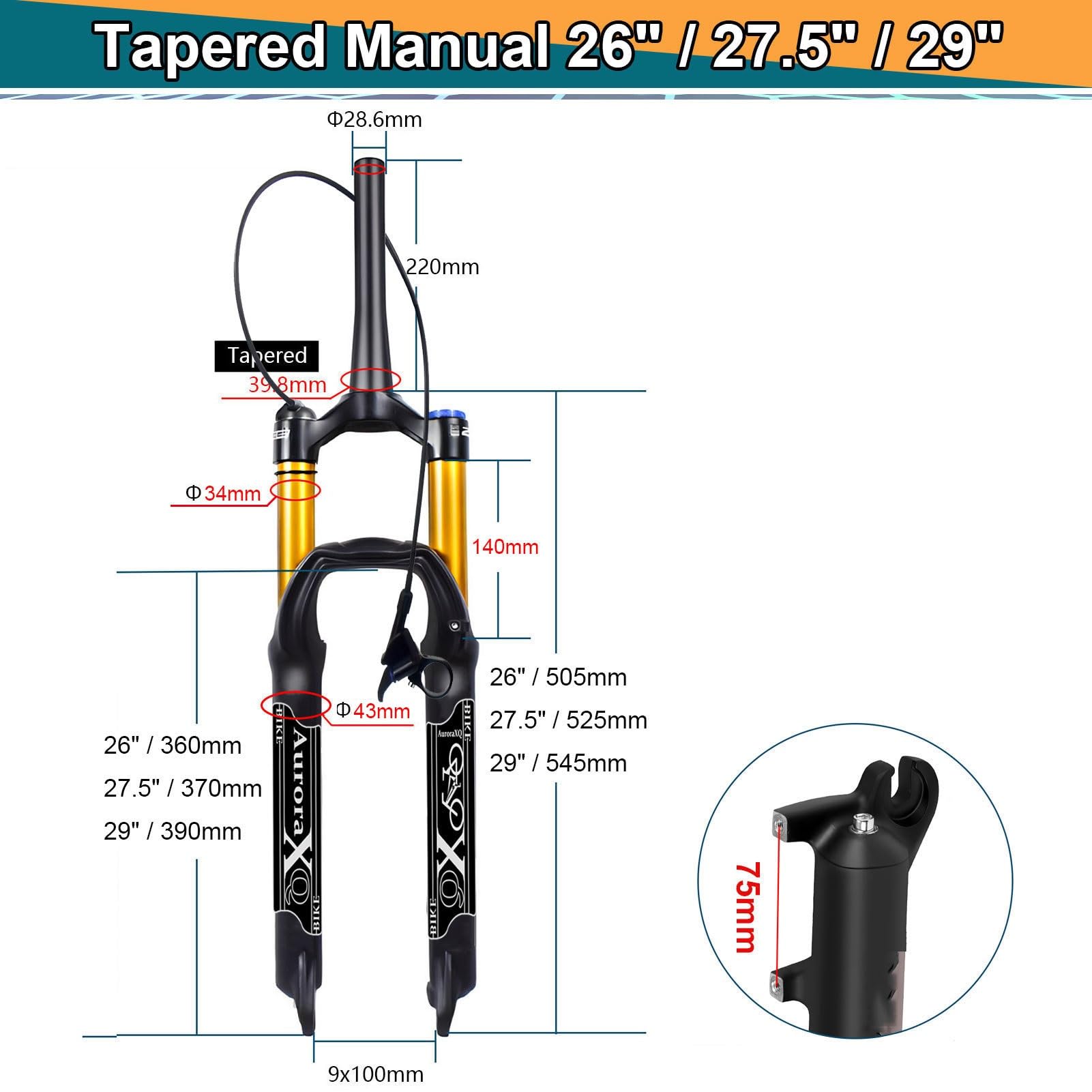Forcella Anteriore per Mountain Bike AuroraXQ 26 27.5 29 Pollici in Lega di magnesio, Escursione 140 mm, con Freno a Disco Dritto/Conico.