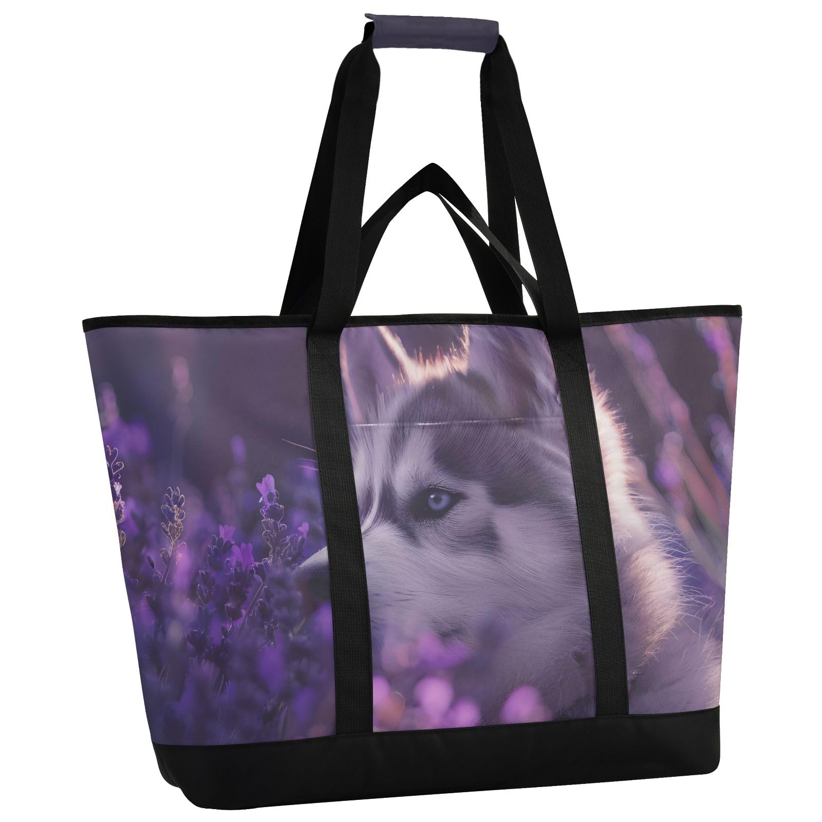 Husky - Bolsa térmica aislada, bolsas de compras reutilizables con cremallera, bolsa térmica grande portátil para viajes o camping
