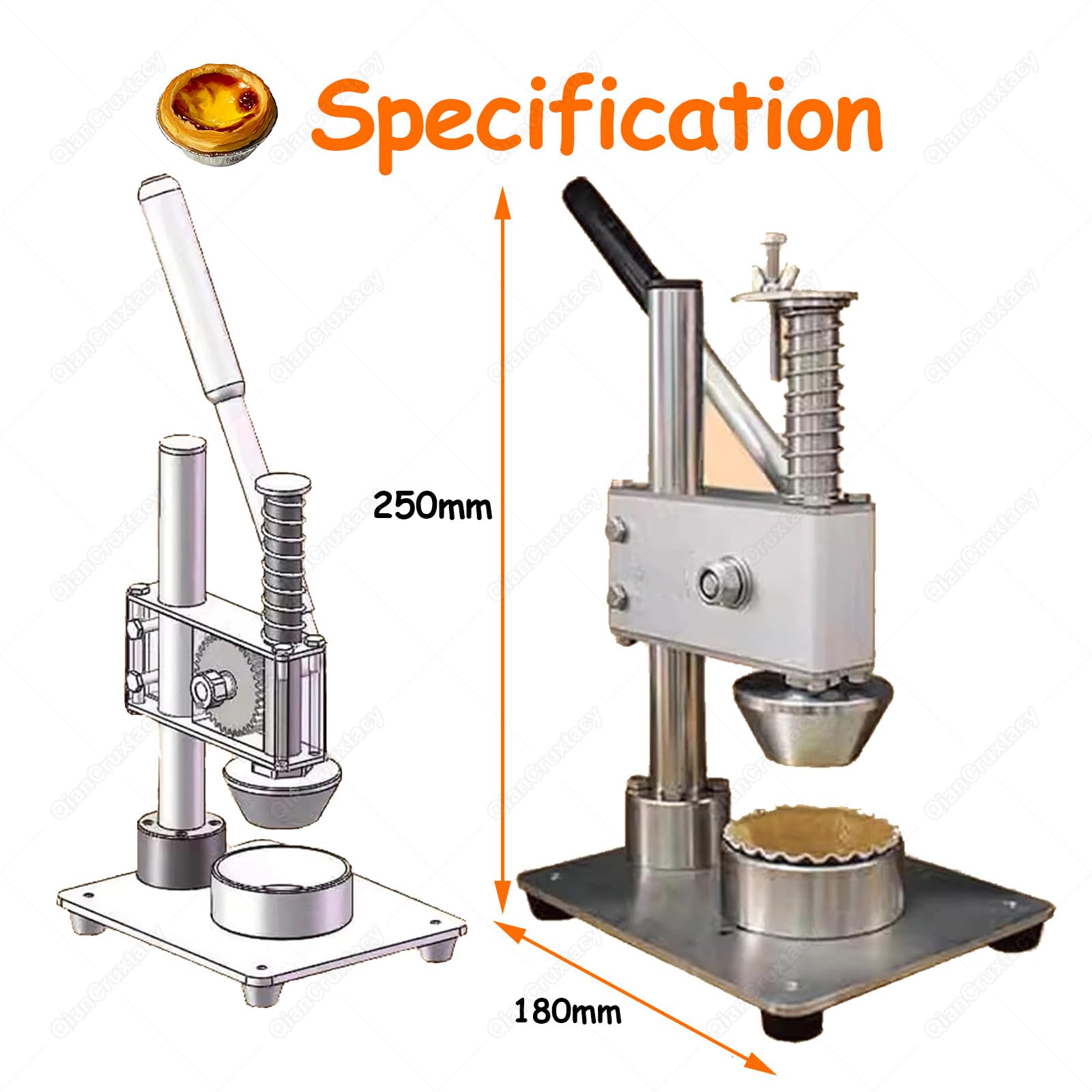 Pressa manuale per crostate d'uovo, spessore regolabile, stampi da pasticceria per crostate perfette e stampi per cupcake a casa o in cucina professionale