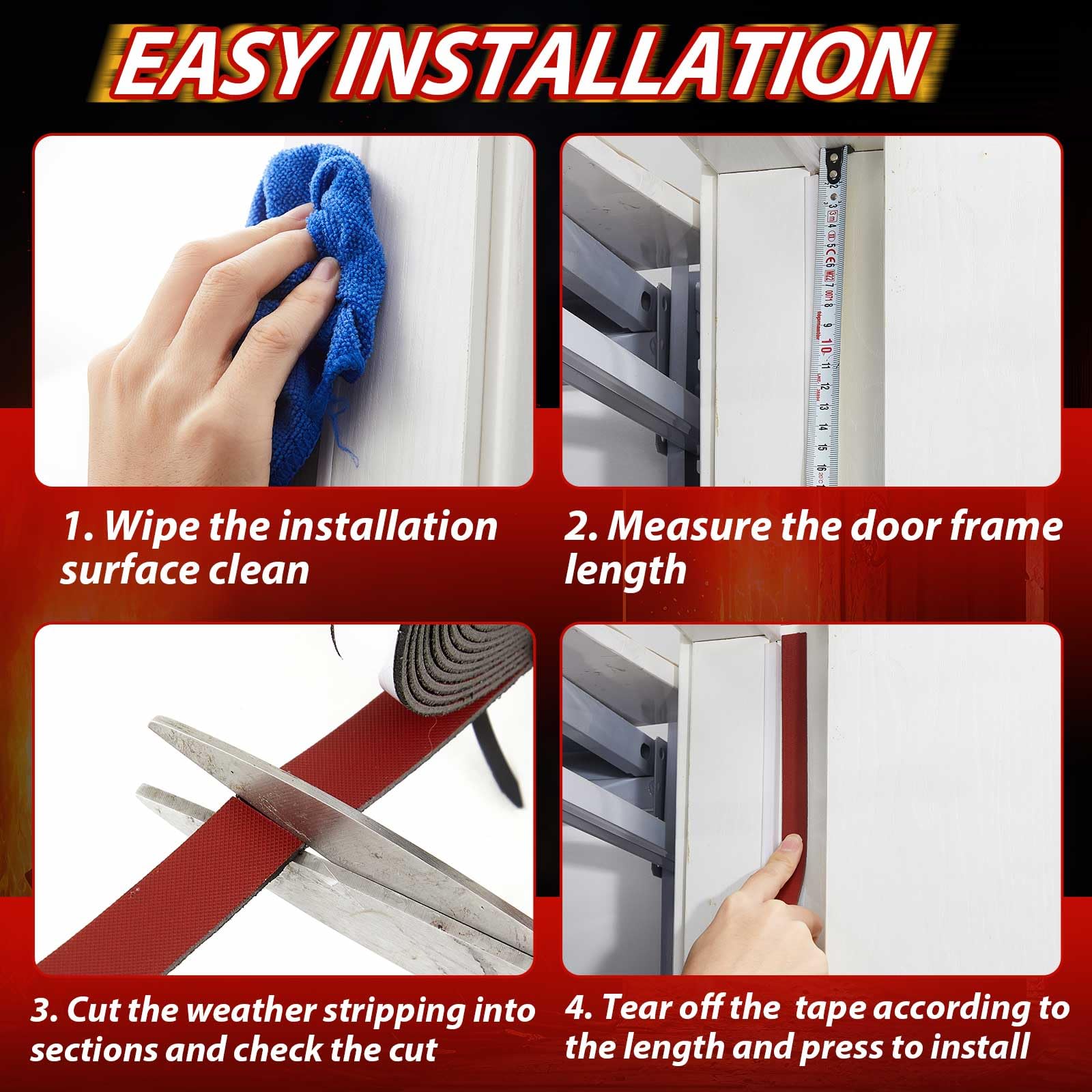 2 rollos de cinta de sellado de humo intumescente flexible expandible para puerta de incendio, junta de humo de goma compuesta con respaldo adhesivo para ventanas de fuego, puertas de acero