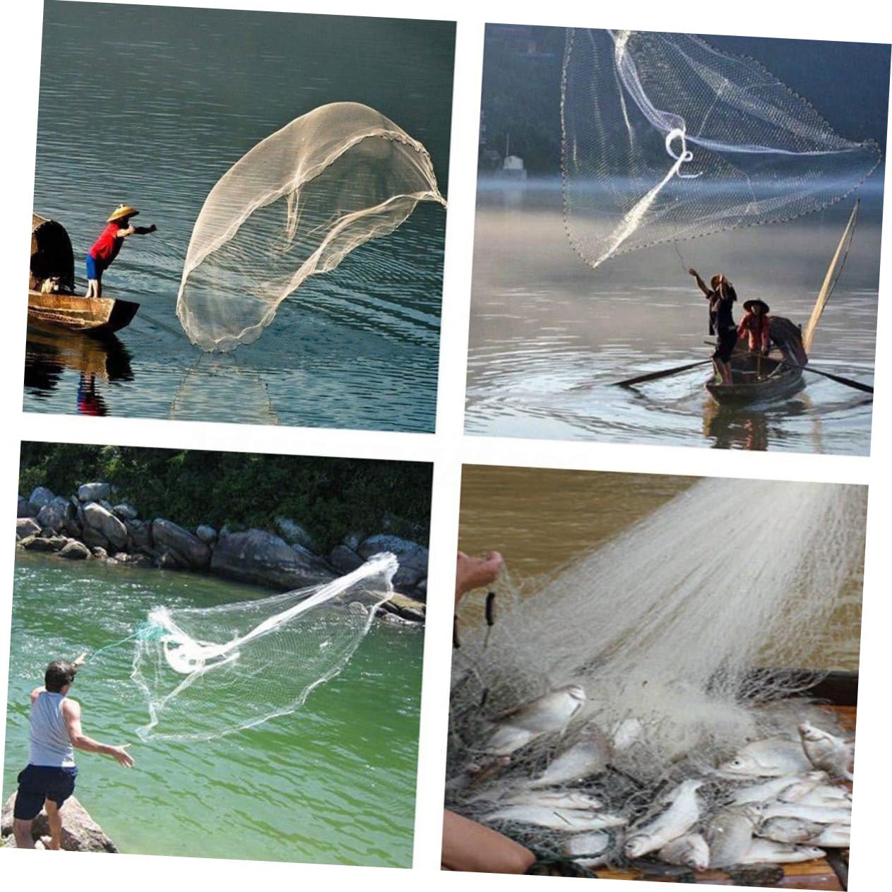 Happyyami Retino per Pesca in Plastico e Acciaio Inossidabile Corda, Rete da Lancio Affidabile che Previene la Fuga dei Pesci per Attività All'aperto e Pesca