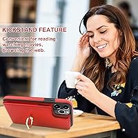 Vista 6 de Folosu Funda compatible con iPhone 11 Pro Max con soporte para tarjetas, rotación de 360°, soporte de anillo de dedo con función atril, protección