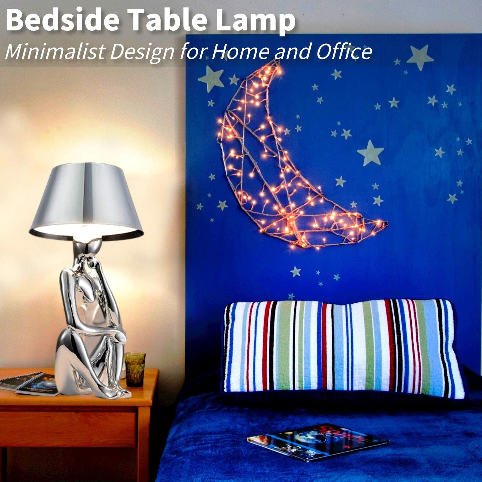 Lampada da tavolo senza fili, decorazione per la casa, lampada da scrivania touch, statue di pensatori creativi, sculture a LED, luce notturna per soggiorno, camera da letto, decorazione per