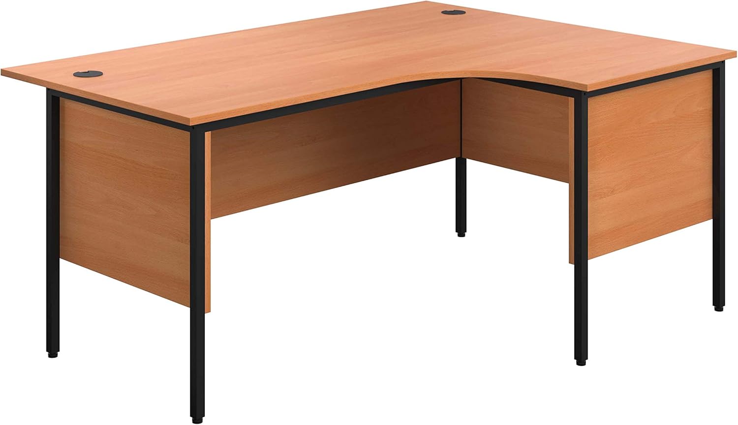 Office Hippo 18 Right Crescent Desk with Side Panels, Beech, 160 x 120