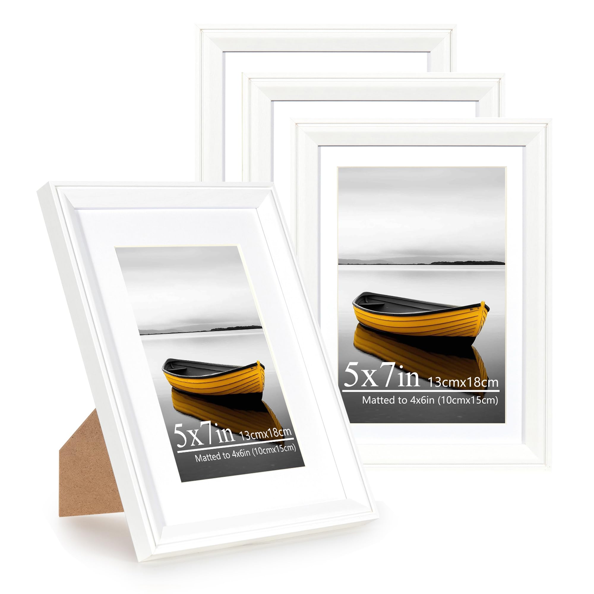 Baoee White 5X7 Picture Frame，Set Of 4,Photo Frame With Acrylic Glass,Poster Frame