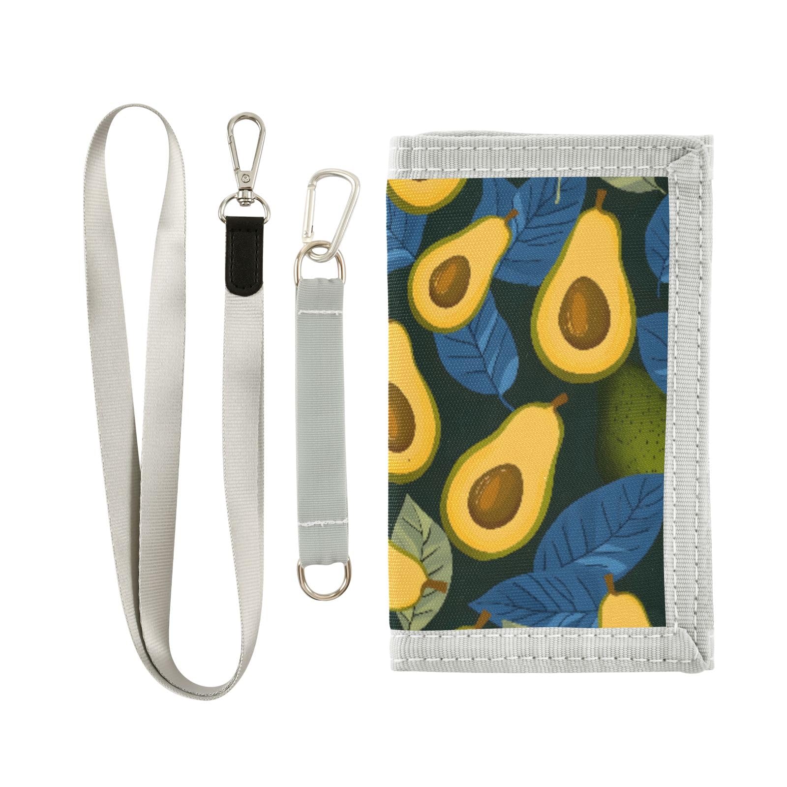 ALAZA Kids Wallets for Boys Girls Toddler Trifold Wallet Children Small Avocado Blue Leaves with Zipper Coin Pocket