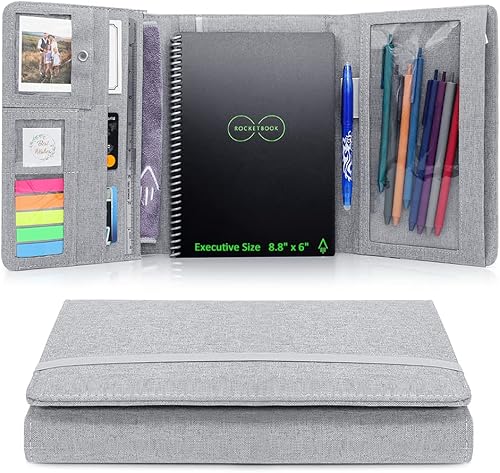 Funda de folio compatible con Rocketbook Executive tamaño 6 x 8.8 pulgadas, Wave, Everlast Fusion, Panda, organizador de cartera A5 con fotos, lazo