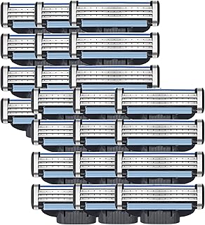 Mach 3 Razor Blades Refills for Gillette, Manual Razor Blades for Mens Womens, Mach 3 Refills with Dual Lubrication, Suitable for Beards, Legs, and Armpits, Mach3 Razor Blade Refills (24Pcs)
