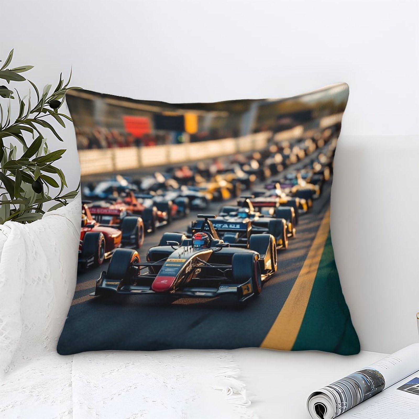 3U6C4M9K Formulaa Racing Cushion Covers 45x45cm Racing Car Decorative Throw Pillow Covers for Sofa Summer Outdoor Decor