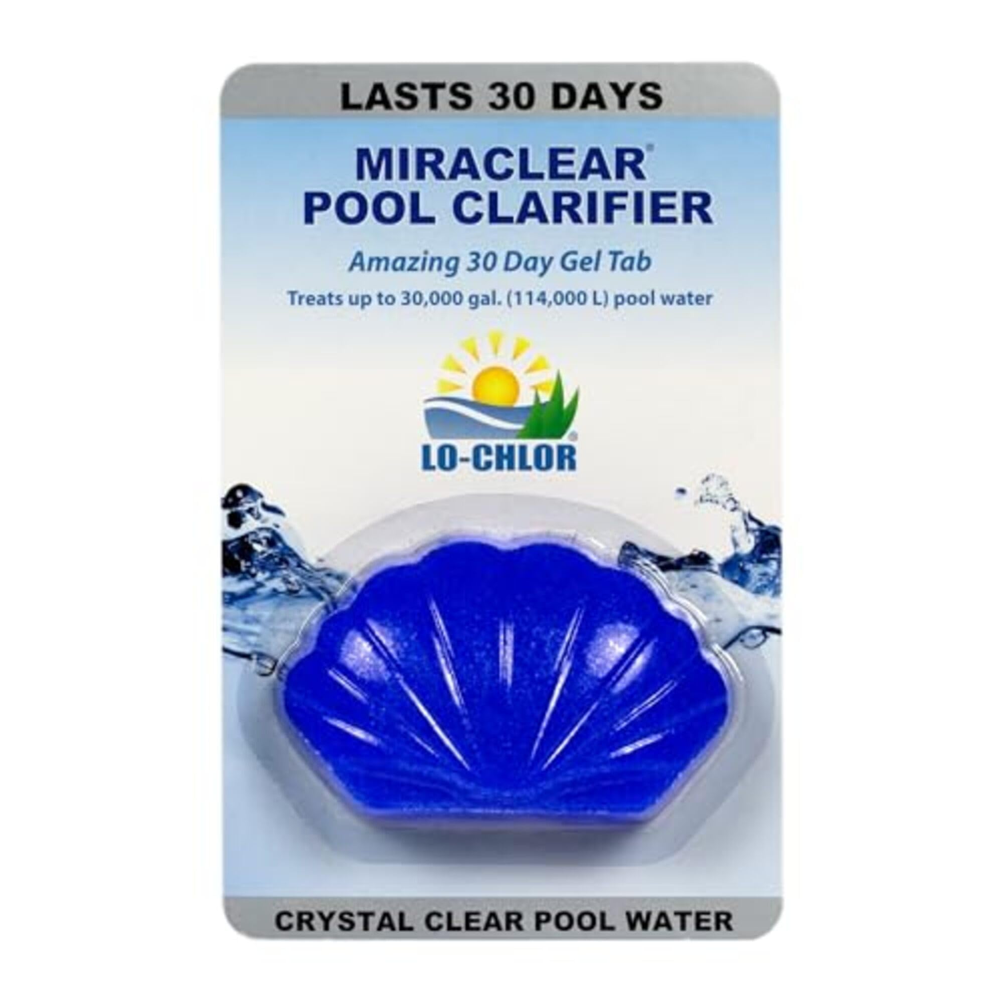 Lo-Chlor Miraclear Pool Clarifier for Swimming Pool - Crystal Clear Water Made Easy, Super Concentrated Gel Tab Keeps Pool Clear for 30 Days, Works with Inground and Above Ground Pools (2.8 Oz)