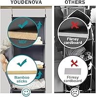 Vista 4 de YOUDENOVA Organizador colgante de armario, 5 estantes de almacenamiento para colgar, color gris