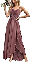 VOUIAO Women's Cowl Neck Spaghetti Strap Maxi Dress - Elegant 2026 Spring Formal Evening Gown for Prom, Bridesmaid, Wedding Guest