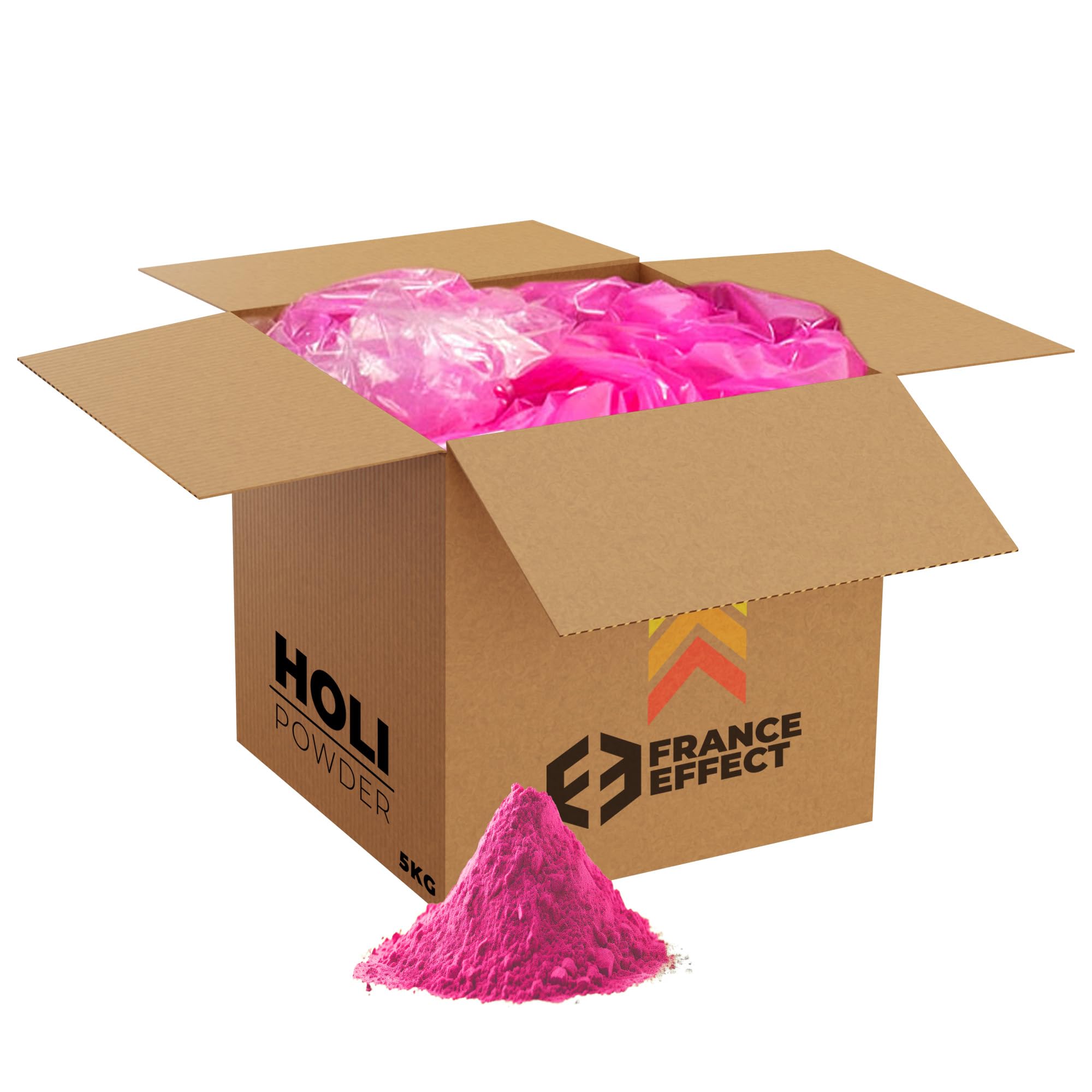 Poudre Holi - 5 Kg de poudre Holi Colorée - Format Maxi Économique - 100% Naturelle, Non Toxique - France Effect (Rose)