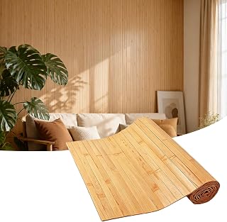 Bambus Wandpaneel, Wandverkleidung aus natürlichem Bambus für Innenwand & Decke, Wanddeko Paneele für Wohnzimmer, Büro, Möbel, Schrank, Dekoratives Wandpanel Innen (Kohlenstofffarbe 30x244cm)
