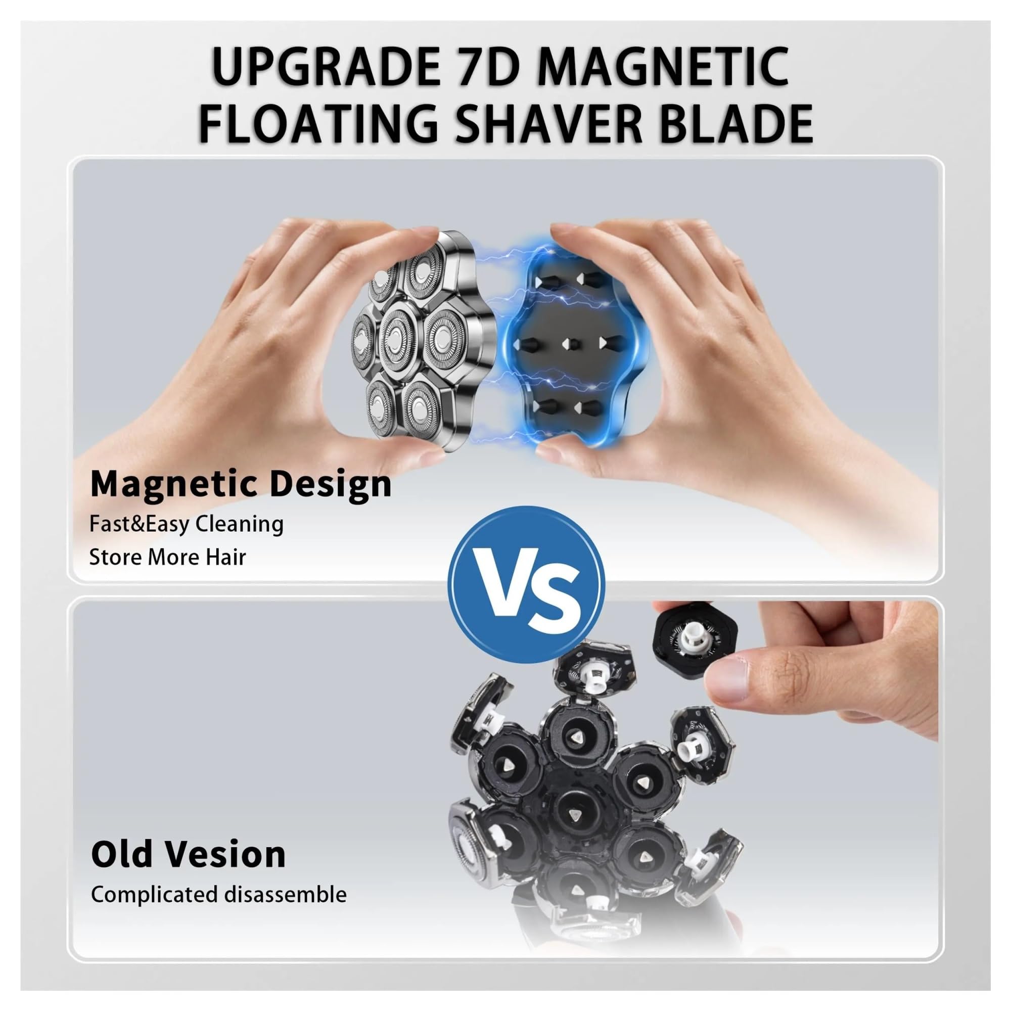 2 Pz 7D Adsorbimento Magnetico Sostituibile Rasoio Elettrico Testa 7 Cutter Lame Galleggianti Sostituibile Rasoio Elettrico Testa Barbiere