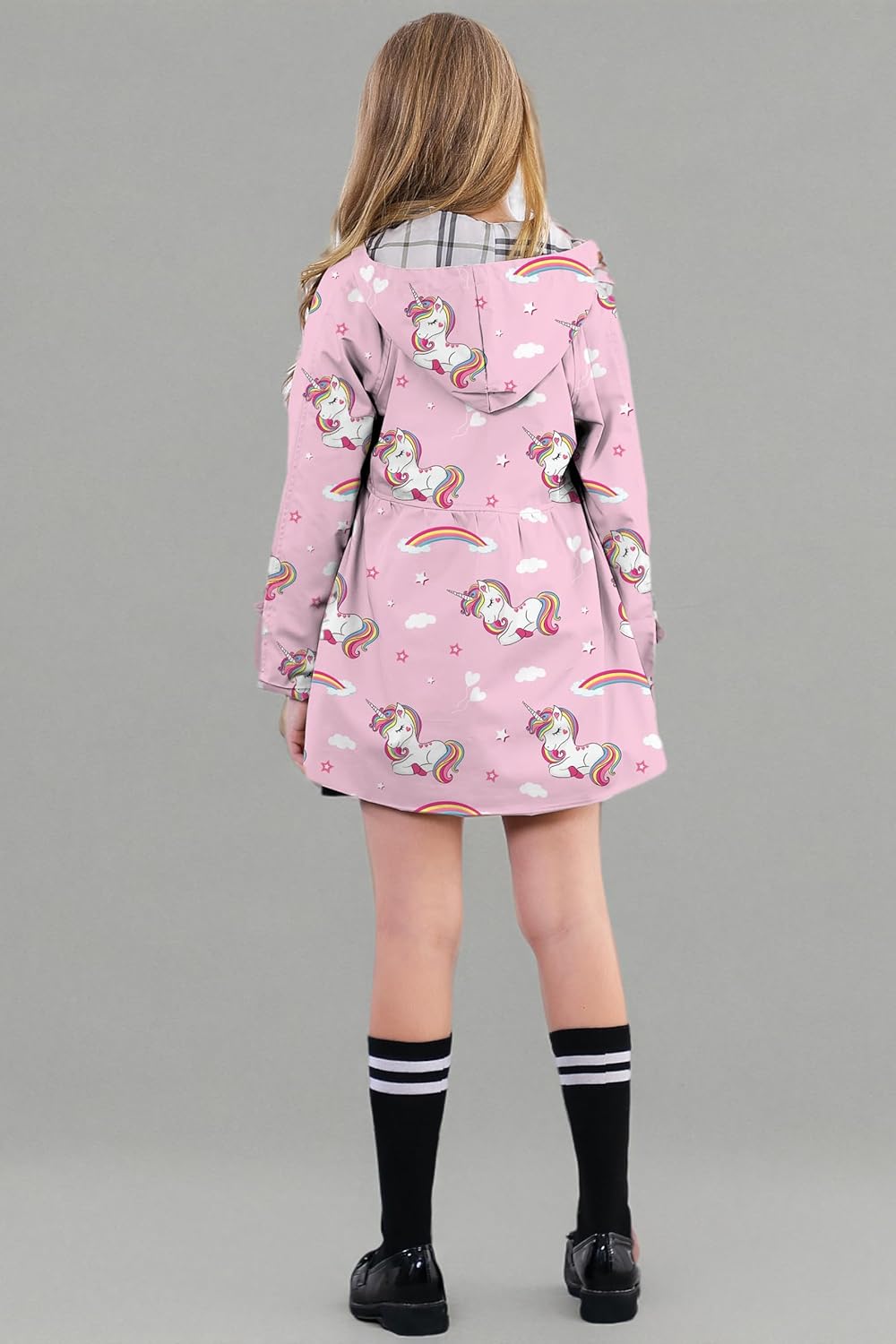 Betusline Girl's Hooded Rain Jackets Lightweight Print Waterproof Trench Coat Windbreaker Raincoats for Girls,2-14 Years - Image 8