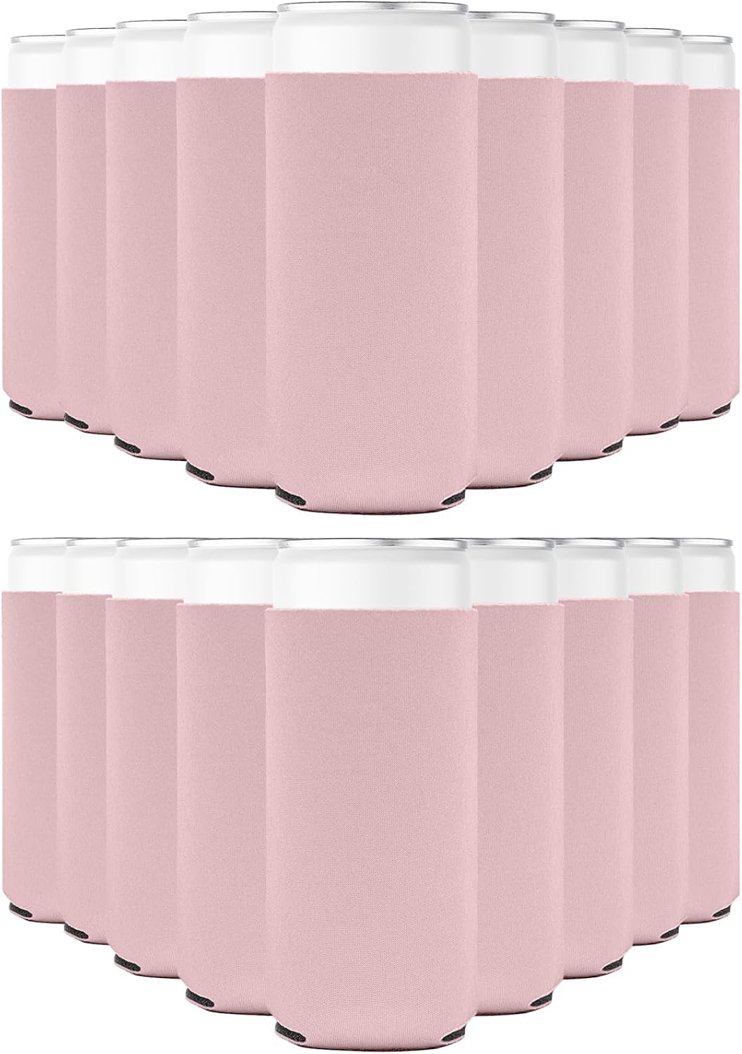 50 Pack Black Slim Blank Can Cooler Sleeves, Customizable Bulk Insulated Foam for Beer, Collapsible Plain Drink Holder, Cold Soda Insulator, 12oz Regular, 16oz Tall Cans
