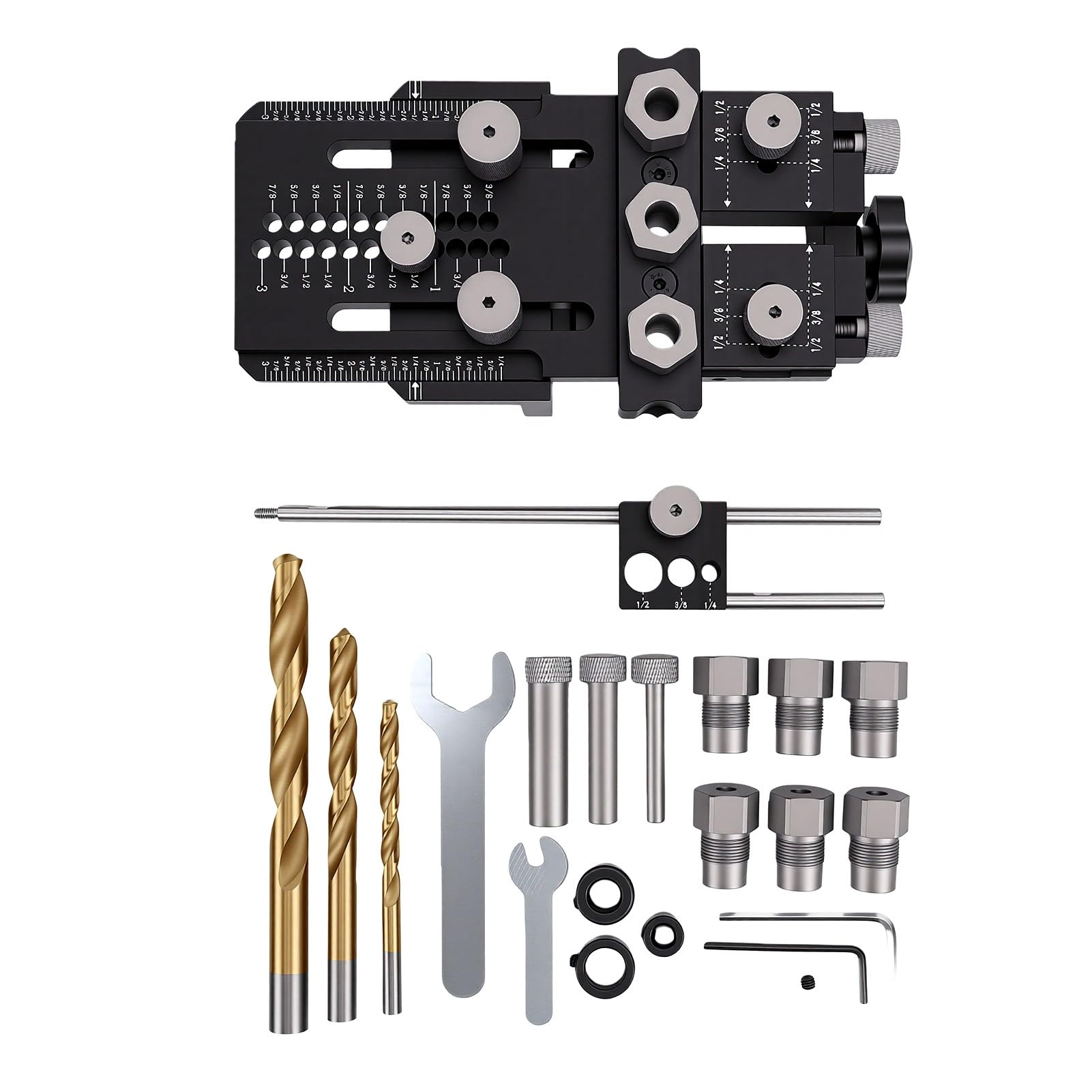 AMONIDA Kit de Plantilla de Pasador con Tope Positivo Rápido Ajustable para Carpinteros Profesionales Aleación de Aluminio Duradero 20,5x8,8 Cm