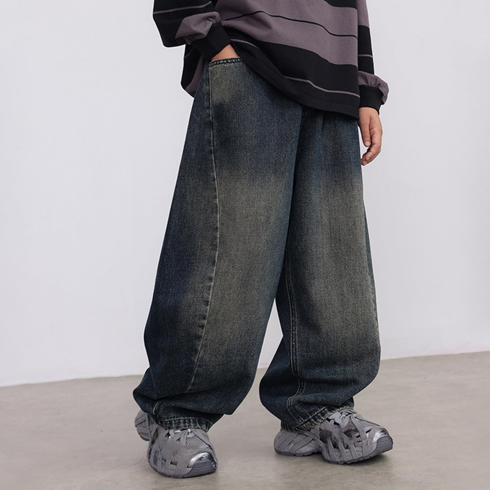 Genérico Pantalones Chandal Niño Pantalones Vaqueros de Invierno para Niños Grandes con Corte Holgado y Pierna Recta para Uso Diario Escolar