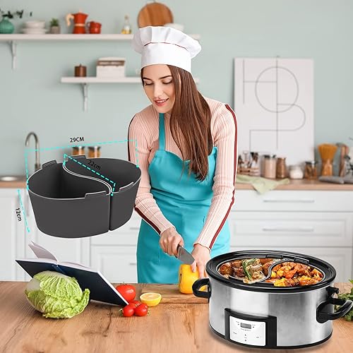 Miniatura 4 de Anbage Revestimientos de silicona para Crock-Pot de 6 cuartos de galón, forros reutilizables para olla de cocción lenta, sin BPA, a prueba de fugas,