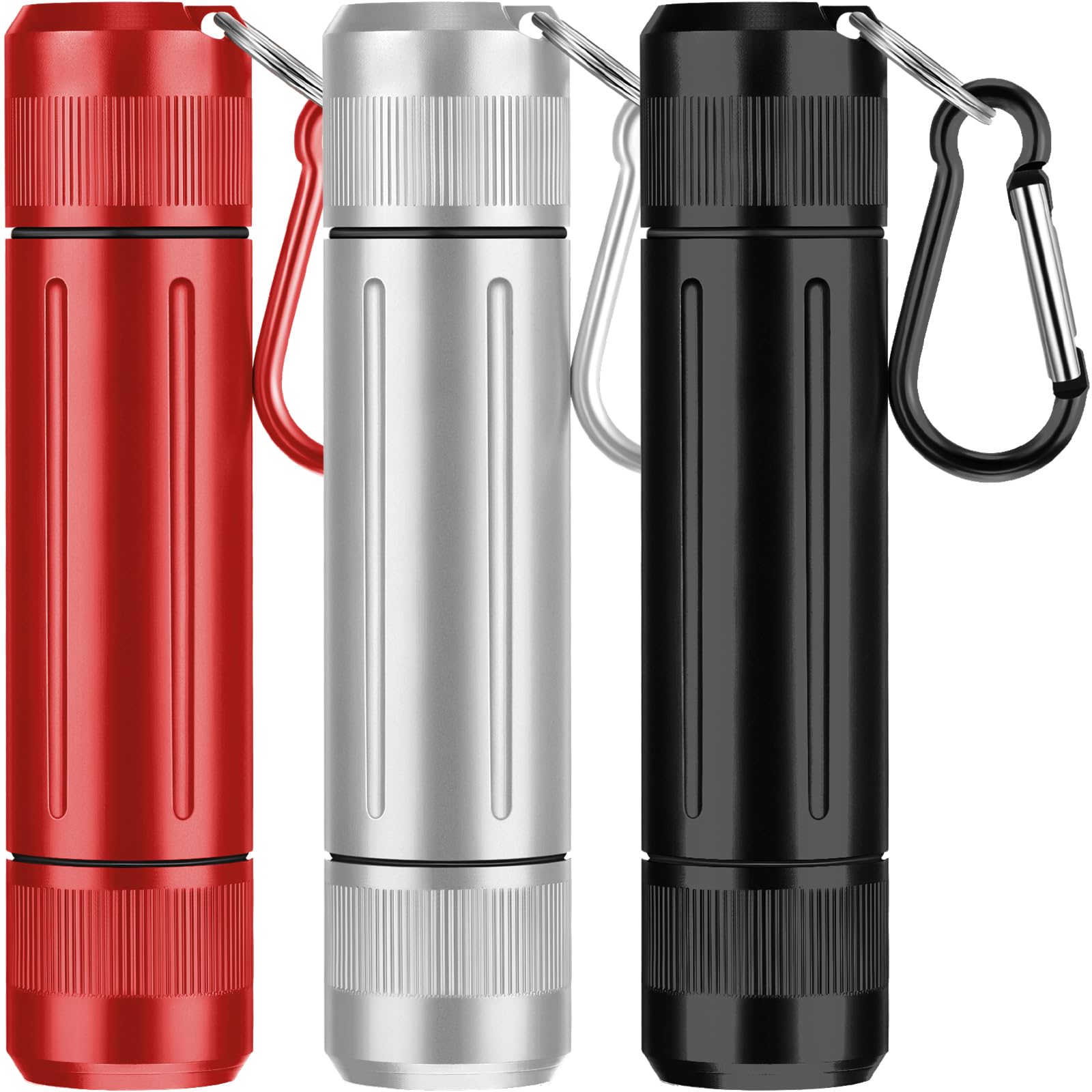 Outus 3 Pcs Metal Container Portable Sealed Container Bottles Aluminum Alloy Case Waterproof Jar Travel Bottle with Key Chain for Outdoor Camping Trip