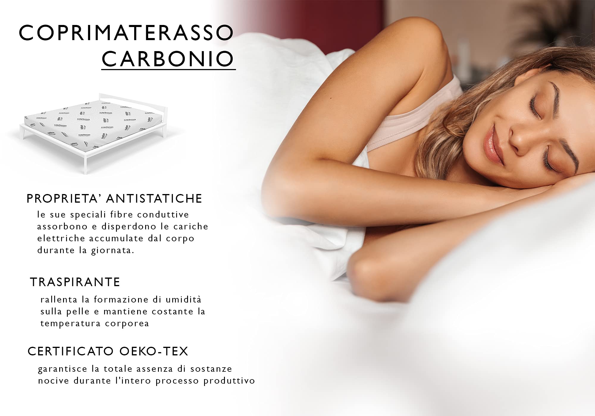MB HOME ITALY Mattress Cover, Thermocontrol, White, Small Double 120x200 cm, Carbon, Single 90x200 cm - Image 3
