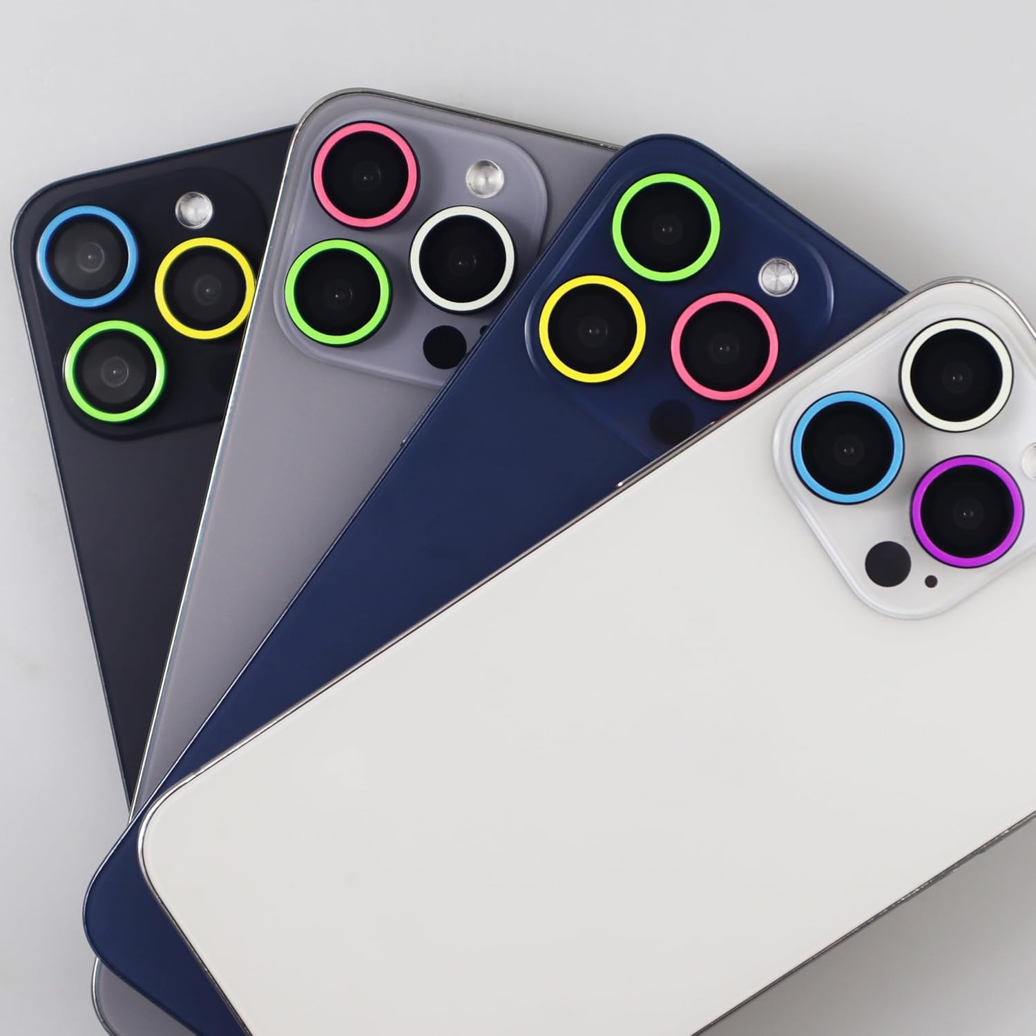 BONVAN for iPhone 15 Pro / 15 Pro Max Camera Lens Protector Glow in the Dark Tempered Glass Screen Accessories Luminous Lens Cover for iPhone 15 Pro/Pro Max (6PCS) (Colorful)