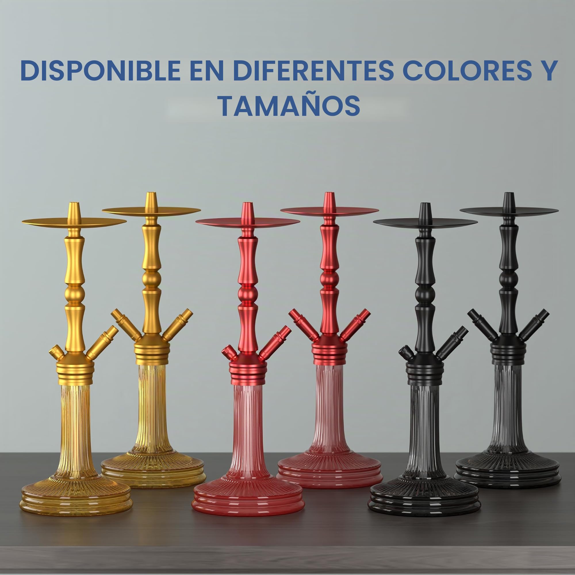 NOBLE HOOKAH Shisha Set Completamente Hecha de Tubo de Aluminio con 2 Conexiones y Accesorios Completos para Narguile - Cabeza de Narguile, Recolector de Melaza, 2 Mangueras y Mango (Negro)