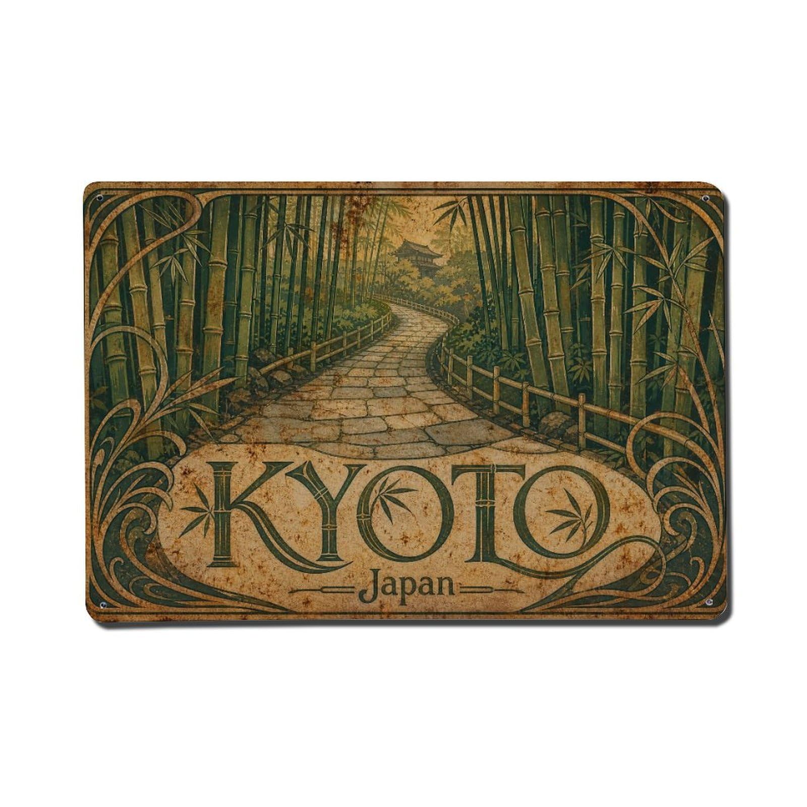 Gead 8X12inch Style Vintage Travel Kyoto Japan Pathway Metal Tin Sign