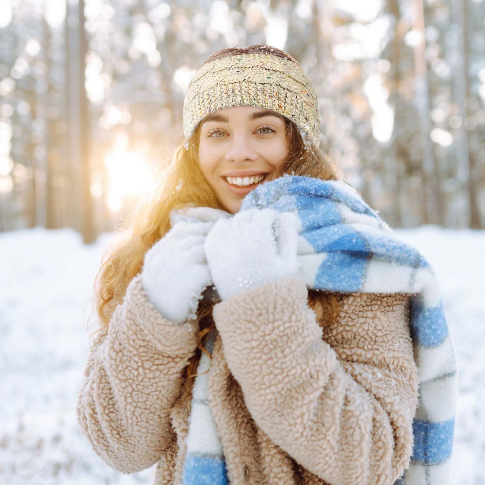 PROPOG Winter Headbands for Women Ear Warmer, Knit Womens Winter Headband Thick Ear Warmers for Women Soft Warm Head Wraps Ear Covers for Cold Weather