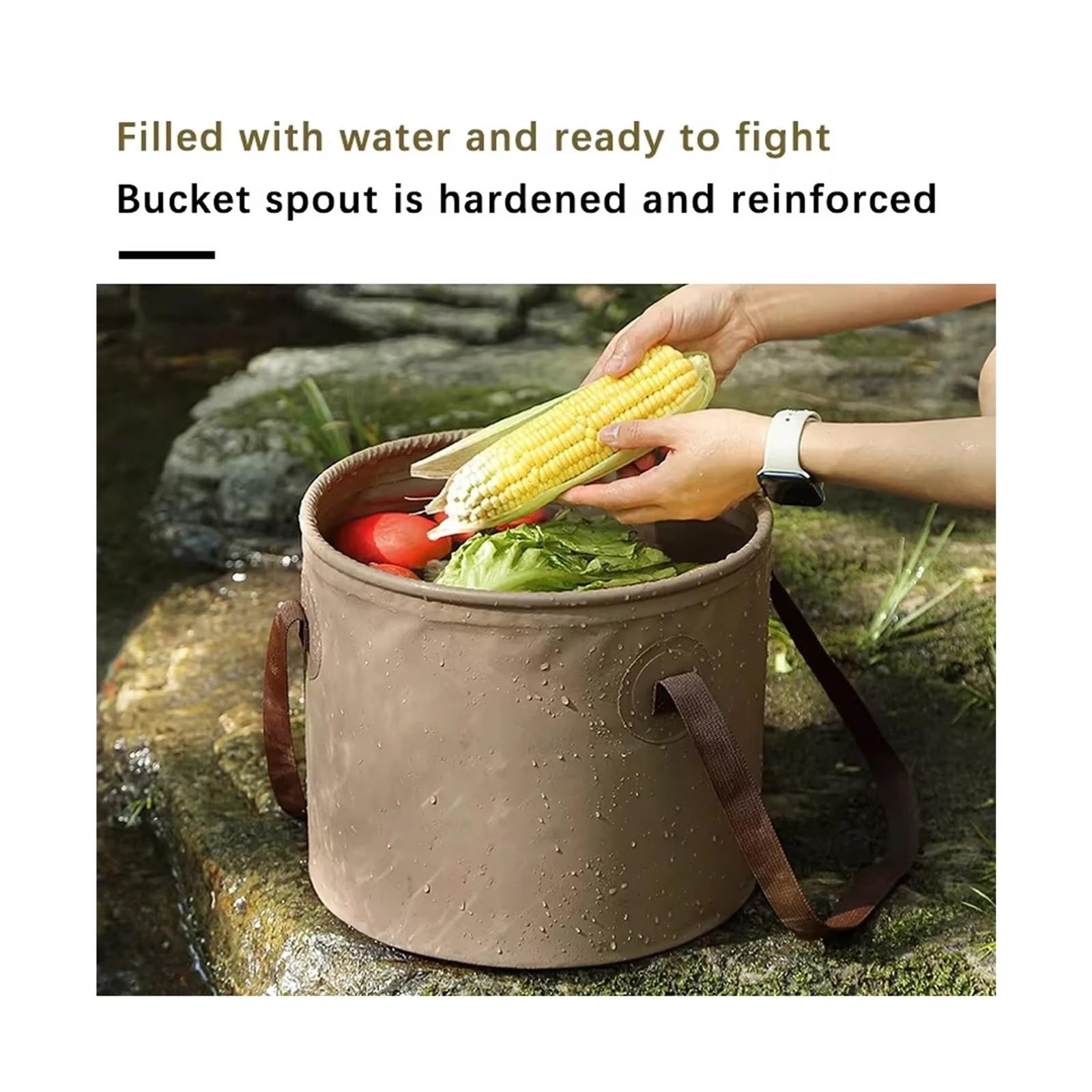 Seau de camping portable pliable étanche – Bassin de voyage multifonctionnel pour la randonnée, la pêche et le stockage en plein air, idéal pour les outils et le café – Durable et léger