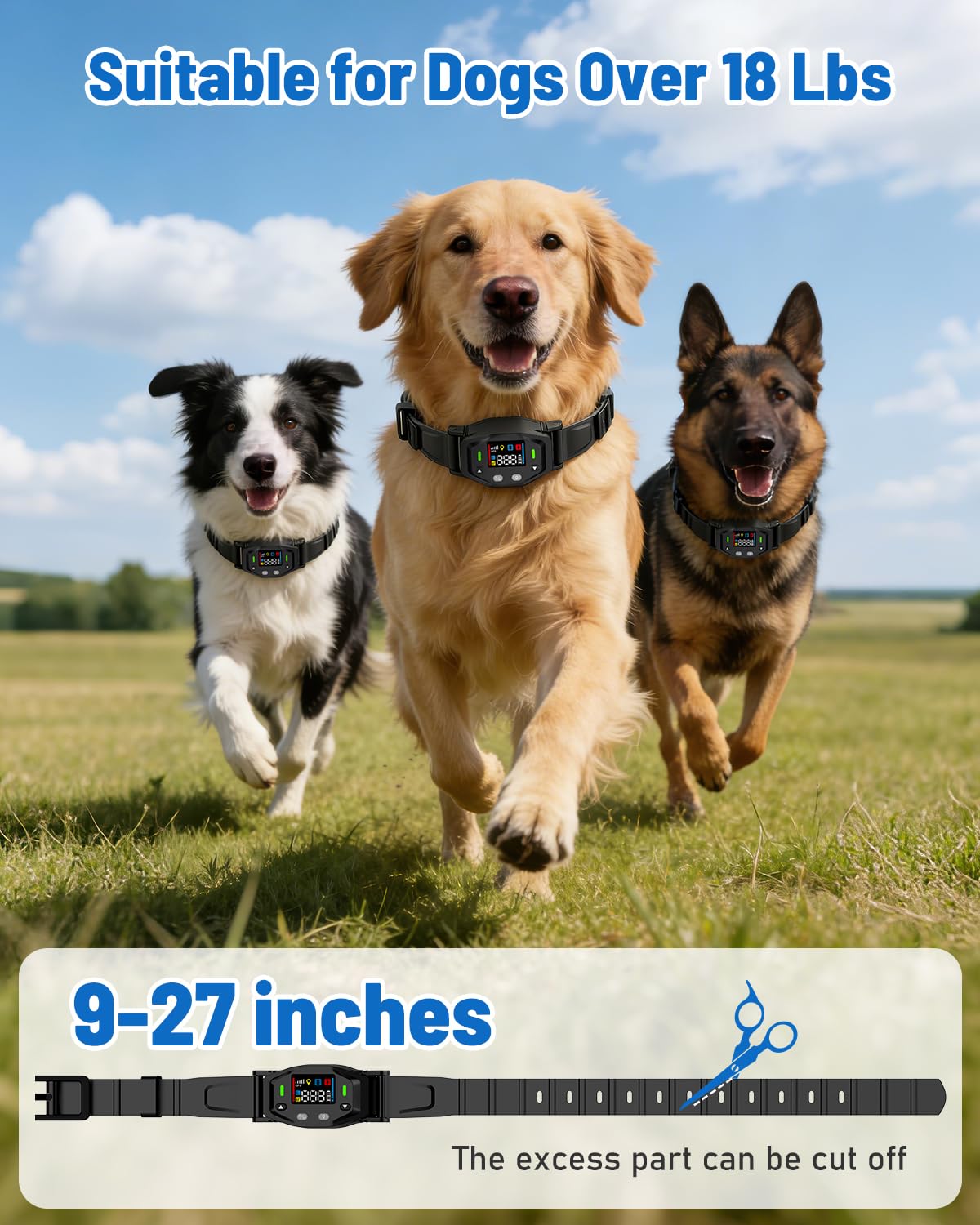 Valla inalámbrica GPS para perros con rango de 25-999 yardas, para perros de más de 18 libras | Sistema eléctrico de contención perimetral con cuello impermeable IPX7, corrección de golpes de vibración de pitido