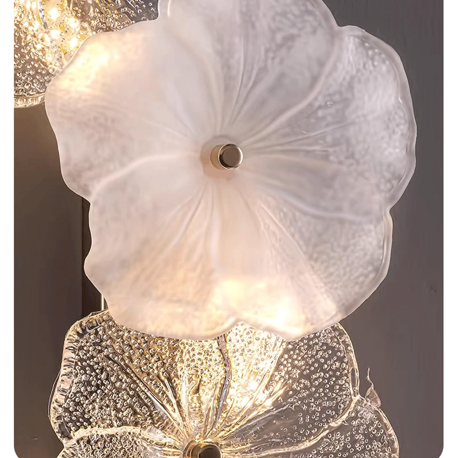 Applique da Parete Creativa con Paralume in Vetro a Forma di Fiore, Lampada da Parete di Lusso for Camera da Letto, Soggiorno, corridoio, luci da Parete(19x33cm)