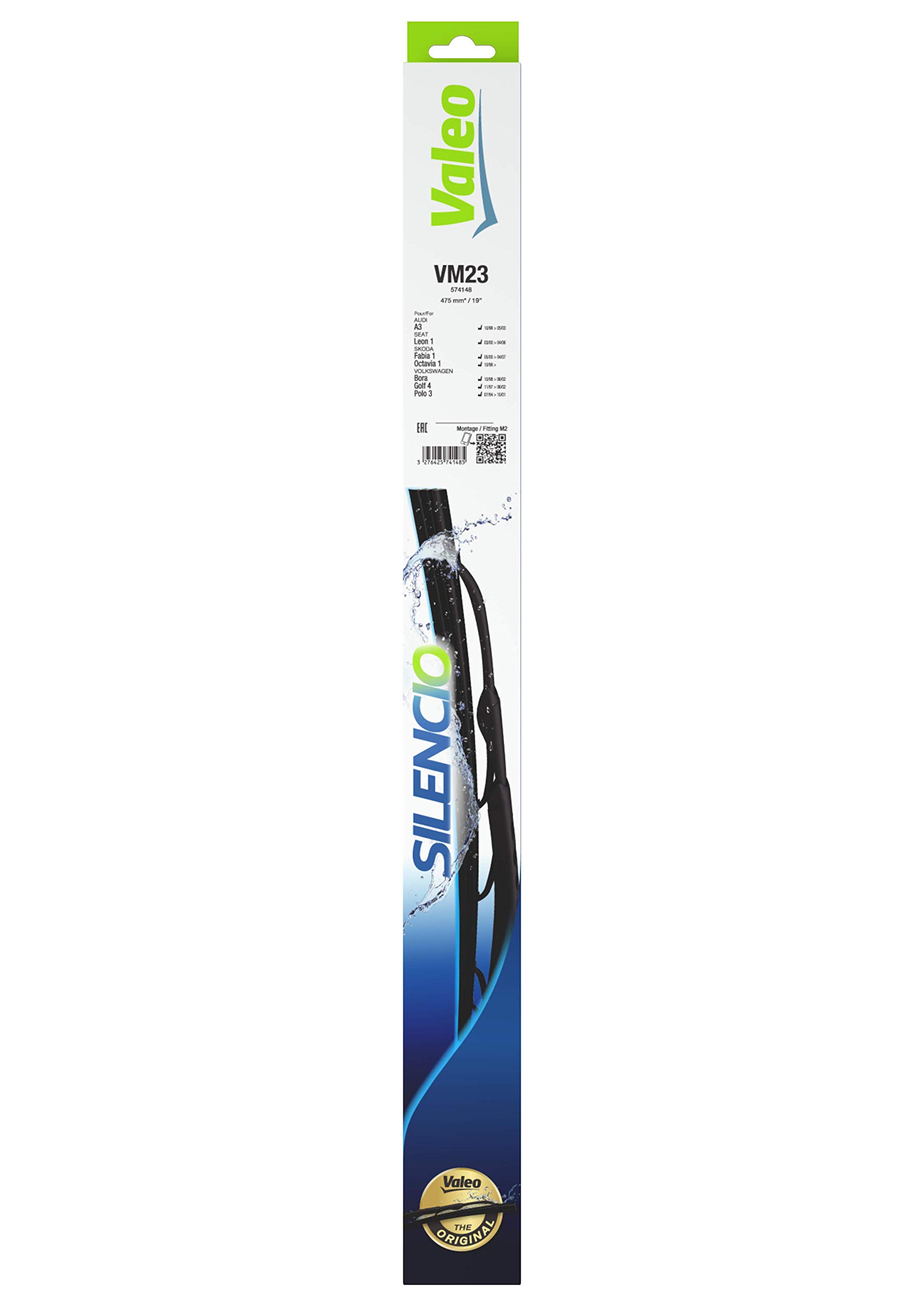 VALEO Silencio Essuie-glace - VM23 - Balai d'essuie-glace 475 mm Toutes Saisons et à Ajustement Parfait - Avant - 1 Balai 574148