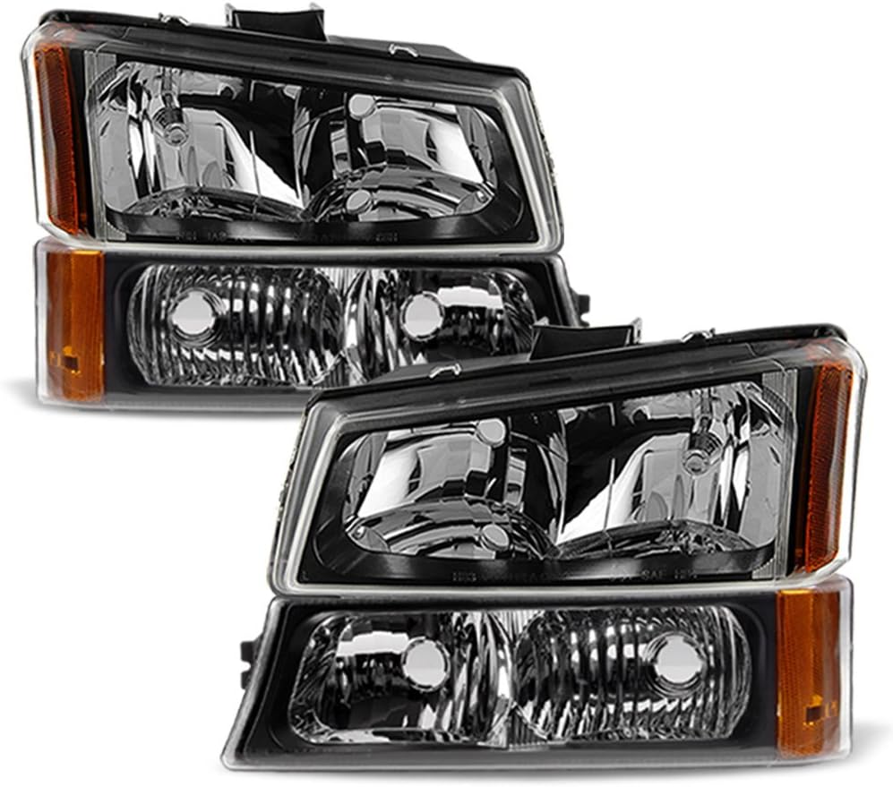 For 03-06 Chevy Silverado Avalanche Black Housing Clear Headlights Bumper Lamps - Foto 11