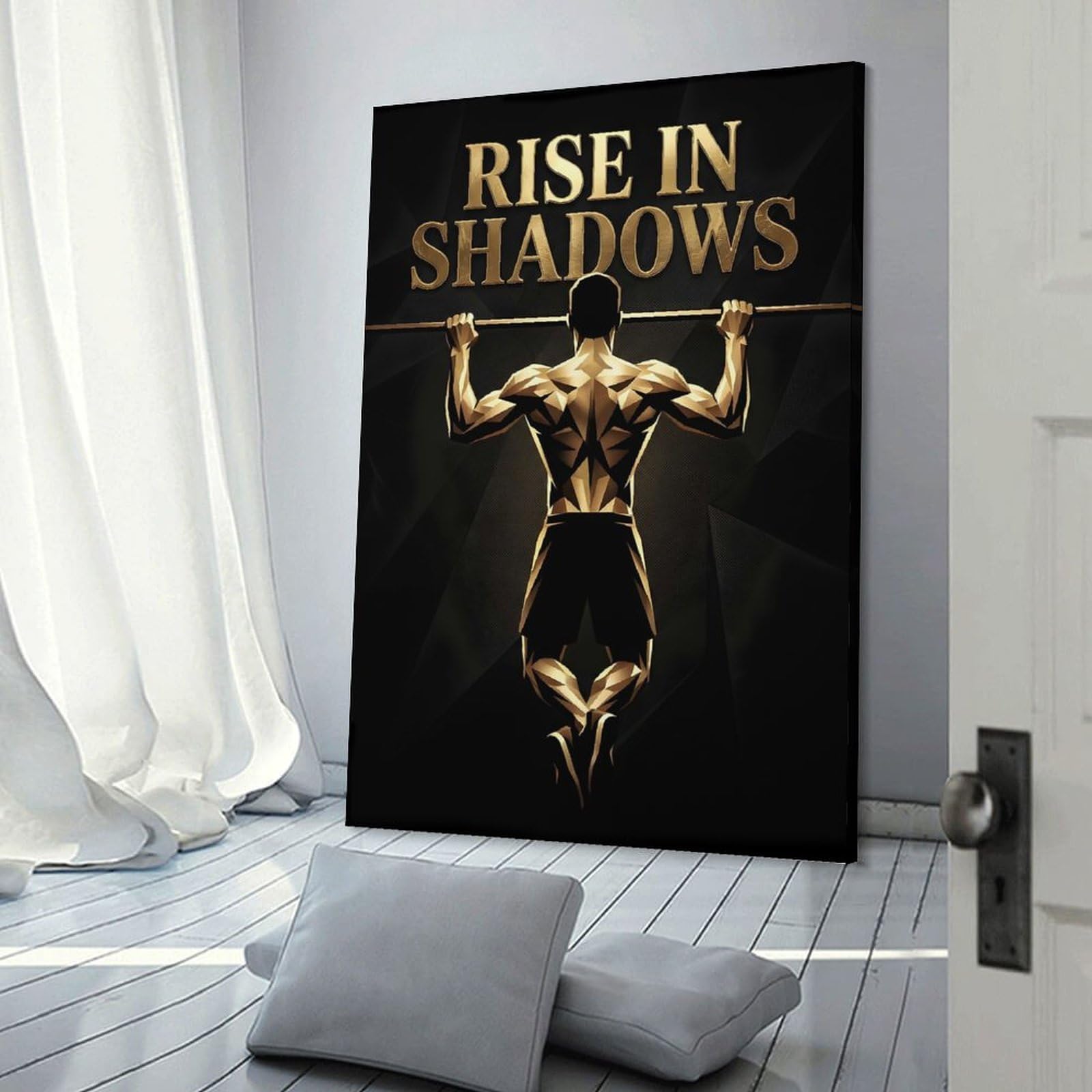 Junmoney Rise in Shadows Fitness Room Decor Wall Art, 24x36inch(60x90cm), for Bedroom Walls, Guest Spaces Or Lounges, Stylish Decor for A Restful Room Update